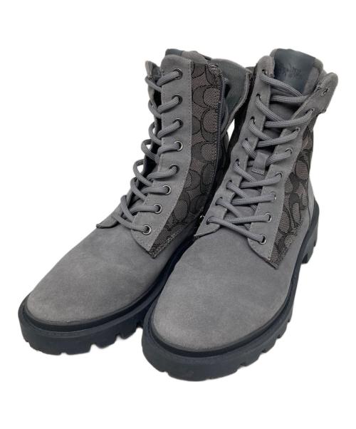 COACH（コーチ）COACH (コーチ) CitySole ブーツ・シグネチャー ジャカード グレー サイズ:25.5の古着・服飾アイテム