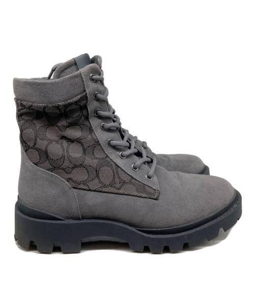 COACH（コーチ）COACH (コーチ) CitySole ブーツ・シグネチャー ジャカード グレー サイズ:25.5の古着・服飾アイテム
