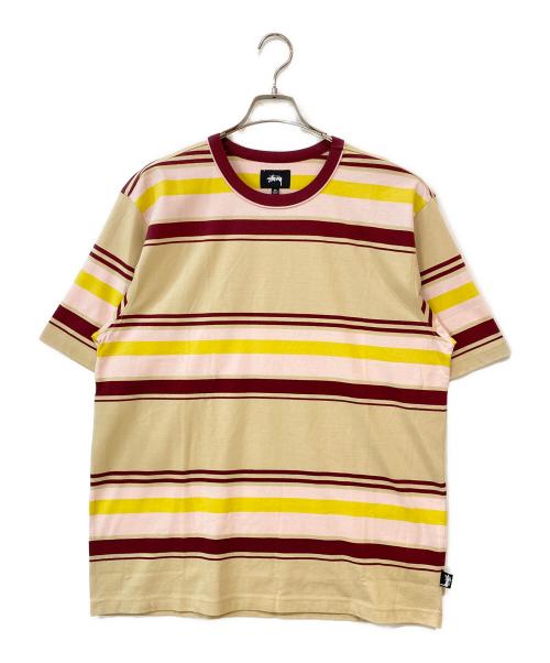 stussy（ステューシー）stussy (ステューシー) ボーダーTシャツ ベージュ サイズ:ＸＬの古着・服飾アイテム