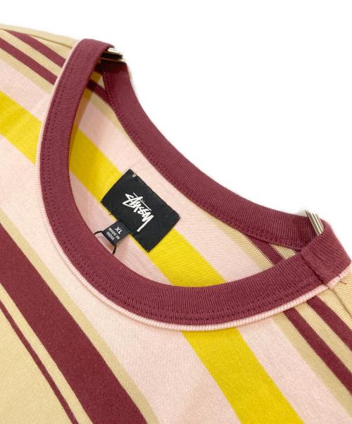 stussy（ステューシー）stussy (ステューシー) ボーダーTシャツ ベージュ サイズ:ＸＬの古着・服飾アイテム