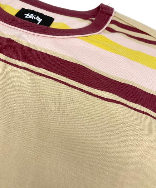 stussy（ステューシー）stussy (ステューシー) ボーダーTシャツ ベージュ サイズ:ＸＬの古着・服飾アイテム