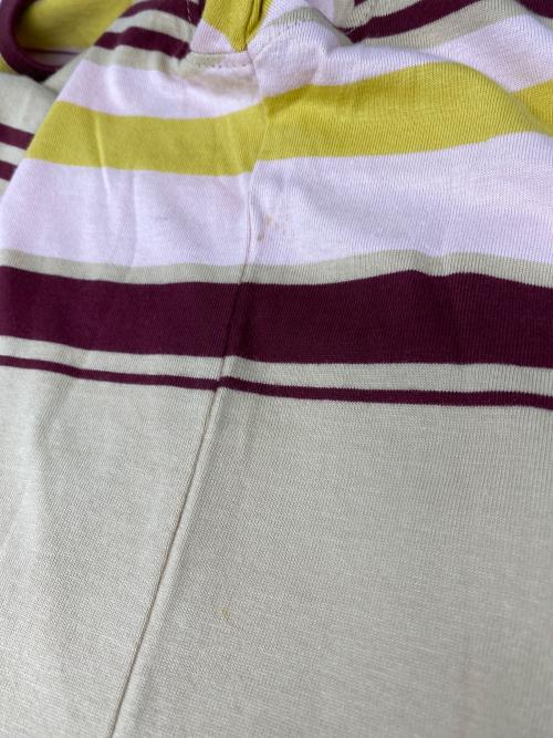 stussy（ステューシー）stussy (ステューシー) ボーダーTシャツ ベージュ サイズ:ＸＬの古着・服飾アイテム