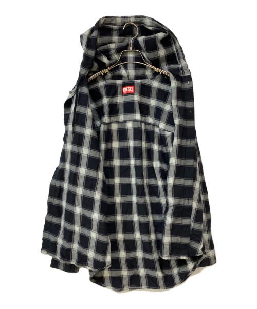 DIESEL（ディーゼル）DIESEL (ディーゼル) S-IX-AJFI GREY Hooded shirt ブラック サイズ:44の古着・服飾アイテム