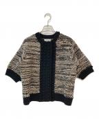 CLANEクラネ）の古着「DOT LINE HALF SLEEVE KNIT CARDIGAN」｜ブラック