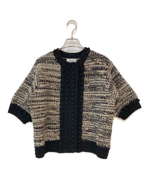 CLANE（クラネ）CLANE (クラネ) DOT LINE HALF SLEEVE KNIT CARDIGAN ブラック サイズ:1の古着・服飾アイテム