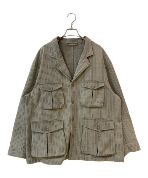 Porter Classic（ポータークラシック）Porter Classic (ポータークラシック) FADED STRIPE BINGHAM JACET グレー サイズ:3の古着・服飾アイテム