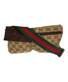 GUCCI（グッチ）の古着「GGキャンバス シェリーライン ウエストバッグ」｜ベージュ×ブラウン