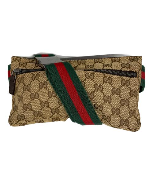 GUCCI（グッチ）GUCCI (グッチ) GGキャンバス シェリーライン ウエストバッグ ベージュ×ブラウンの古着・服飾アイテム