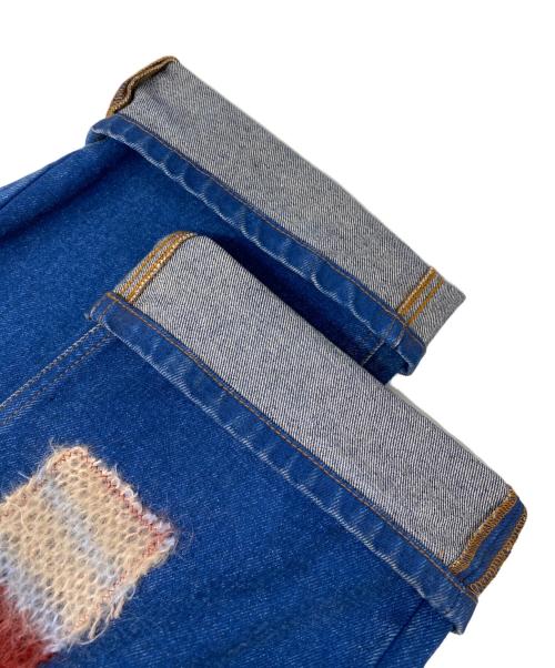 MARNI（マルニ）MARNI (マルニ) BLUE COATED DENIM JEANS WITH MOHAIR PATHES OCEAN モヘアパッチ デニムパンツ インディゴ サイズ:27の古着・服飾アイテム