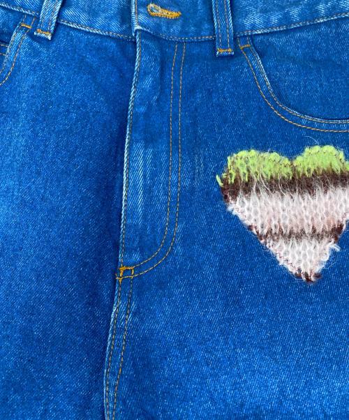 MARNI（マルニ）MARNI (マルニ) BLUE COATED DENIM JEANS WITH MOHAIR PATHES OCEAN モヘアパッチ デニムパンツ インディゴ サイズ:27の古着・服飾アイテム