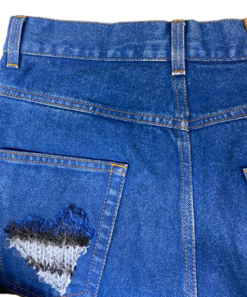 MARNI（マルニ）MARNI (マルニ) BLUE COATED DENIM JEANS WITH MOHAIR PATHES OCEAN モヘアパッチ デニムパンツ インディゴ サイズ:27の古着・服飾アイテム