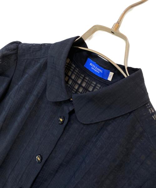 BLUE LABEL CRESTBRIDGE（ブルーレーベルクレストブリッジ）BLUE LABEL CRESTBRIDGE (ブルーレーベルクレストブリッジ) シャドーチェック シャドー フレンチ フレンチスリーブ ワンピース ネイビー サイズ:36の古着・服飾アイテム