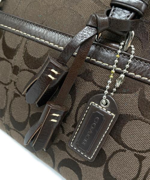 COACH（コーチ）COACH (コーチ) シグネチャー ハンプトンズ サッチェル バッグ ブラウンの古着・服飾アイテム