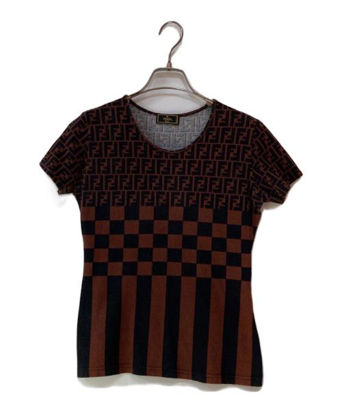 FENDI（フェンディ）FENDI (フェンディ) ズッカ×ペカン切替半袖カットソー ブラウン サイズ:無の古着・服飾アイテム