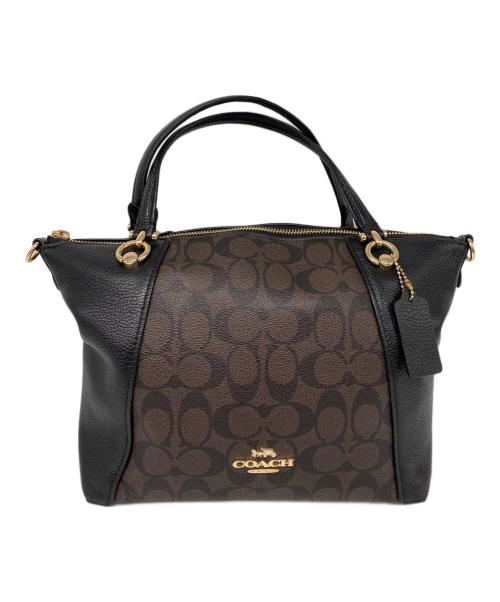 COACH（コーチ）COACH (コーチ) ケイシー サッチェル シグネチャー キャンバス 2WAYショルダーバッグ ブラックの古着・服飾アイテム