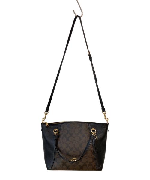 COACH（コーチ）COACH (コーチ) ケイシー サッチェル シグネチャー キャンバス 2WAYショルダーバッグ ブラックの古着・服飾アイテム