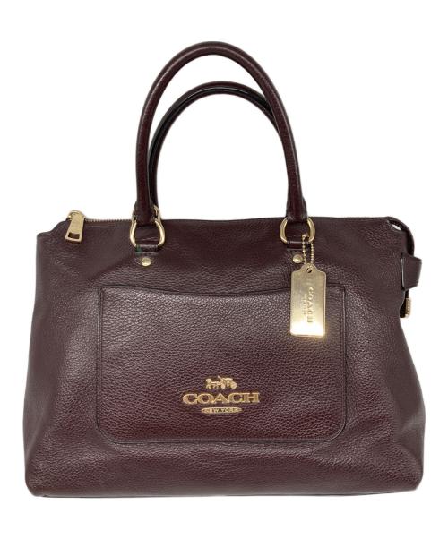 COACH（コーチ）COACH (コーチ) ペブルレザー ミニ エマ サッチェル 2WAY ショルダー バッグ ブラウンの古着・服飾アイテム