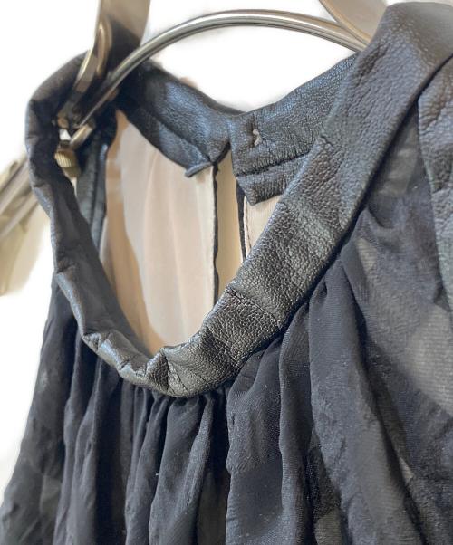Noble（ノーブル）Noble (ノーブル) レザーパイピングギンガムチェックワンピース ブラック サイズ:Ｆreeの古着・服飾アイテム