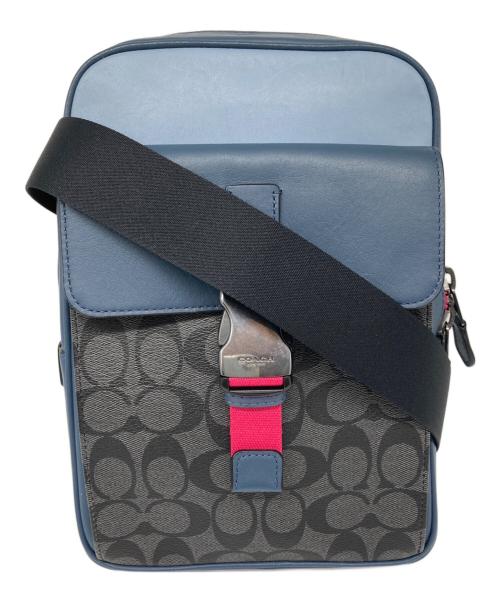 COACH（コーチ）COACH (コーチ) トラック パック カラーブロック シグネチャー キャンバス ショルダーバッグ ブルーの古着・服飾アイテム