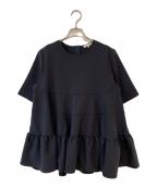YORIヨリ）の古着「ハーフスリーブティアードブラウス」｜ブラック