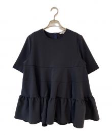 YORI（ヨリ）の古着「ハーフスリーブティアードブラウス」｜ブラック