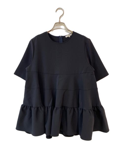 YORI（ヨリ）YORI (ヨリ) ハーフスリーブティアードブラウス ブラック サイズ:38の古着・服飾アイテム