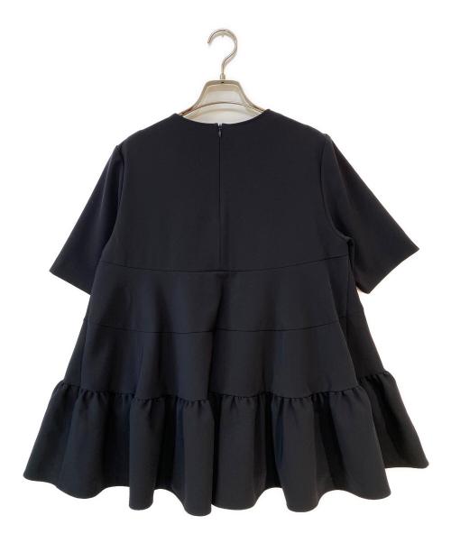 YORI（ヨリ）YORI (ヨリ) ハーフスリーブティアードブラウス ブラック サイズ:38の古着・服飾アイテム