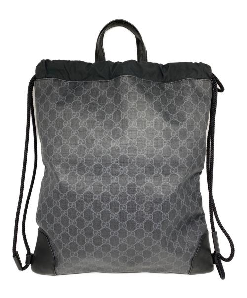 GUCCI（グッチ）GUCCI (グッチ) GGスプリーム シェリーライン ドローストリング ナップサック ブラックの古着・服飾アイテム