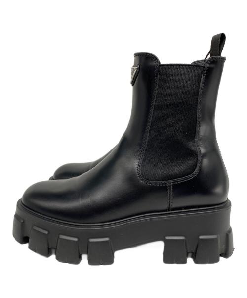 PRADA（プラダ）PRADA (プラダ) モノリス ブラッシュドレザー チェルシーブーツ ブラック サイズ:37 1/2の古着・服飾アイテム