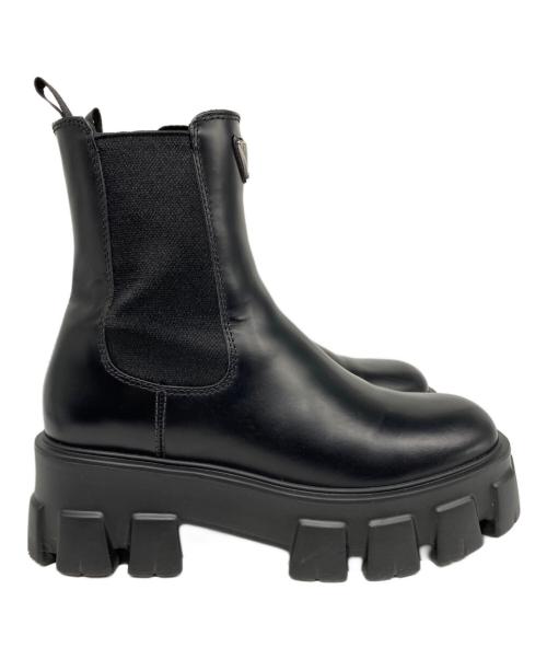PRADA（プラダ）PRADA (プラダ) モノリス ブラッシュドレザー チェルシーブーツ ブラック サイズ:37 1/2の古着・服飾アイテム
