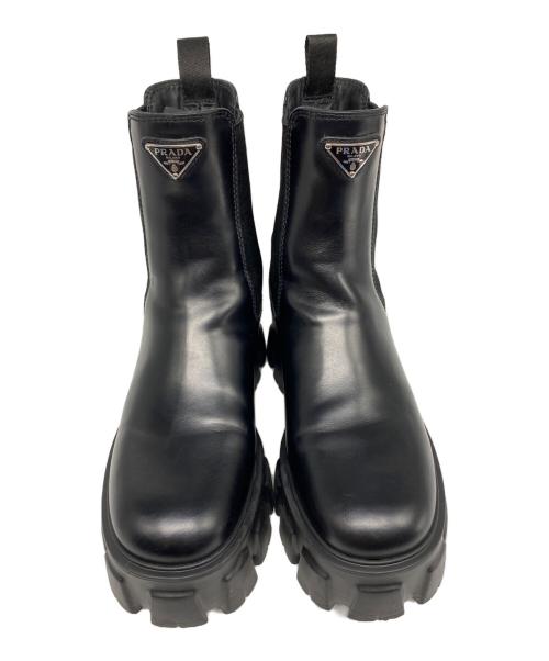 PRADA（プラダ）PRADA (プラダ) モノリス ブラッシュドレザー チェルシーブーツ ブラック サイズ:37 1/2の古着・服飾アイテム