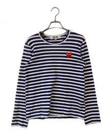PLAY COMME des GARCONS（プレイコムデギャルソン）の古着「ワンポイントボーダーL/S Tシャツ」｜ネイビー