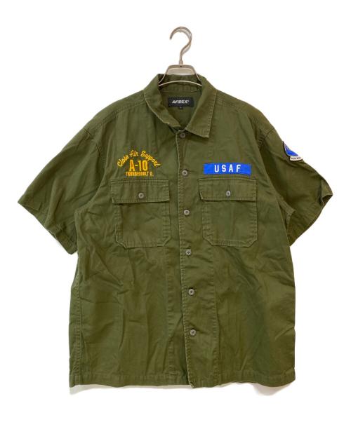 AVIREX（アヴィレックス）AVIREX (アヴィレックス) 66th WEAPONS SQUADRON 半袖シャツ カーキ サイズ:Lの古着・服飾アイテム