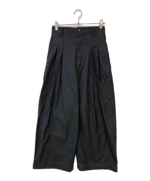 MAISON SPECIAL（メゾンスペシャル）MAISON SPECIAL (メゾンスペシャル) Suvin Cotton Gabardine Prime-Wide Two Tuck Pants ブラックの古着・服飾アイテム