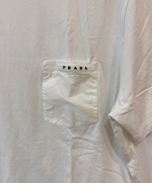 PRADA（プラダ）PRADA (プラダ) ラバーロゴナイロン切替 ポケットTシャツ ホワイト サイズ:Mの古着・服飾アイテム