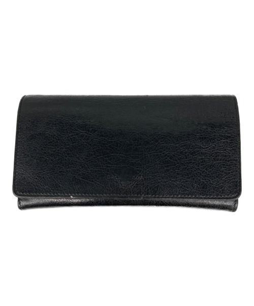 BALENCIAGA（バレンシアガ）BALENCIAGA (バレンシアガ) クラッシュ加工 エッセンシャル ロゴ レザー ウォレット ブラックの古着・服飾アイテム