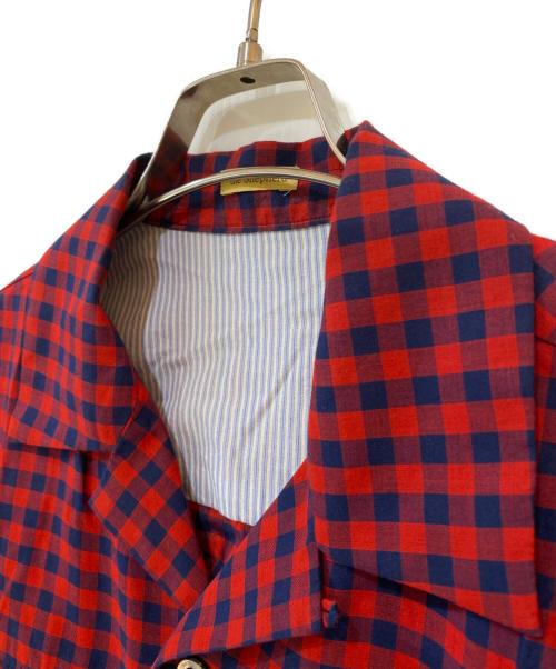 The shepherd UNDERCOVER（ザシェパード アンダーカバー）The shepherd UNDERCOVER (ザシェパード アンダーカバー) シャーリングブロックチェック開襟 シャツ レッド サイズ:2の古着・服飾アイテム
