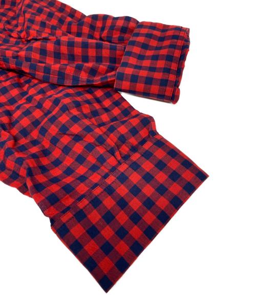 The shepherd UNDERCOVER（ザシェパード アンダーカバー）The shepherd UNDERCOVER (ザシェパード アンダーカバー) シャーリングブロックチェック開襟 シャツ レッド サイズ:2の古着・服飾アイテム