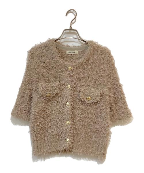 COCODEAL（ココディール）COCODEAL (ココディール) チュールフェザーヤーンニットカーディガン ベージュ サイズ:2の古着・服飾アイテム
