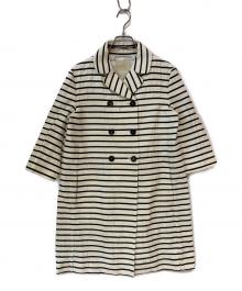'S Max Mara（エスマックスマーラ）の古着「コットンリネンシルクボーダーコート」｜アイボリー×ブラック