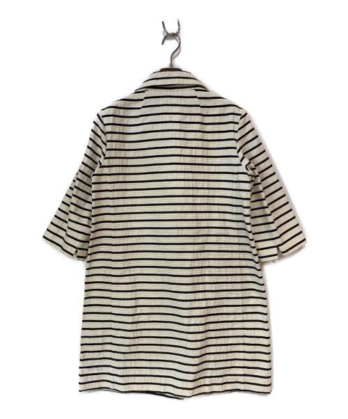 'S Max Mara（エスマックスマーラ）'S Max Mara (エスマックスマーラ) コットンリネンシルクボーダーコート アイボリー×ブラック サイズ:38の古着・服飾アイテム