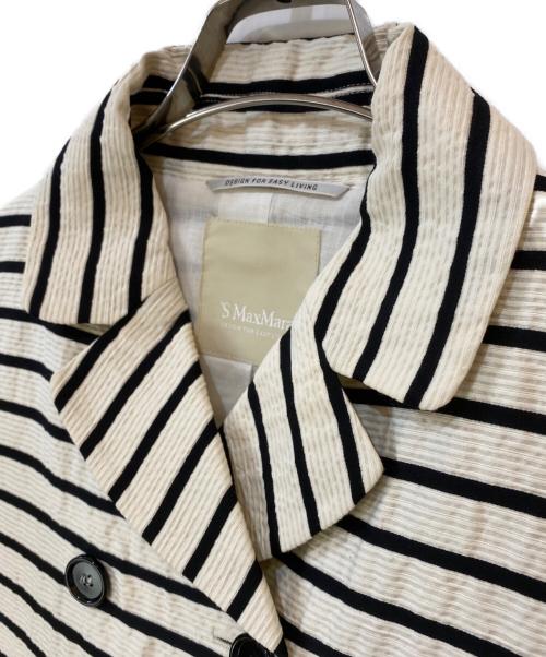 'S Max Mara（エスマックスマーラ）'S Max Mara (エスマックスマーラ) コットンリネンシルクボーダーコート アイボリー×ブラック サイズ:38の古着・服飾アイテム