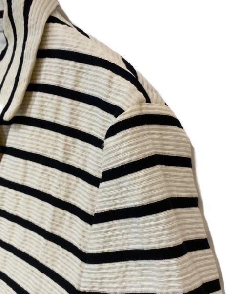 'S Max Mara（エスマックスマーラ）'S Max Mara (エスマックスマーラ) コットンリネンシルクボーダーコート アイボリー×ブラック サイズ:38の古着・服飾アイテム