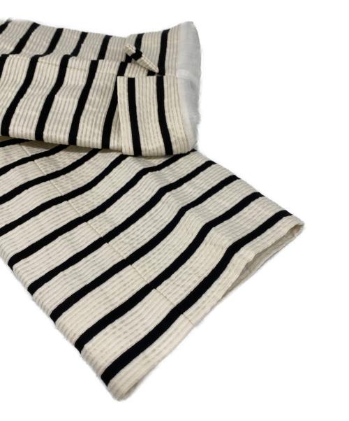 'S Max Mara（エスマックスマーラ）'S Max Mara (エスマックスマーラ) コットンリネンシルクボーダーコート アイボリー×ブラック サイズ:38の古着・服飾アイテム