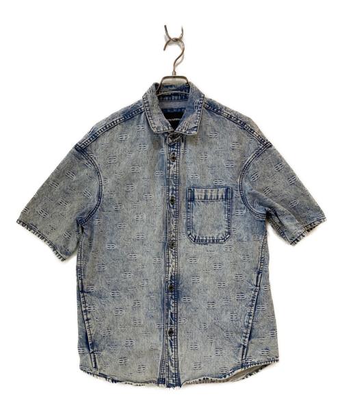 EMPORIO ARMANI（エンポリオ アルマーニ）EMPORIO ARMANI (エンポリオ アルマーニ) ロゴデニムシャツ ブルー サイズ:ＸＳの古着・服飾アイテム