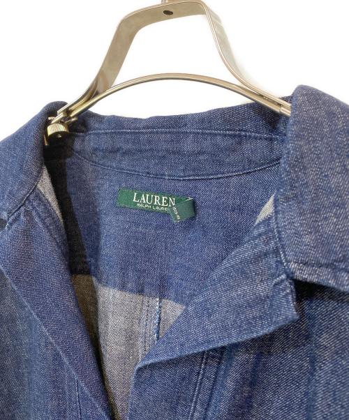 LAUREN RALPH LAUREN（ローレンラルフローレン）LAUREN RALPH LAUREN (ローレンラルフローレン) スキッパーデニムシャツワンピース ブルーの古着・服飾アイテム