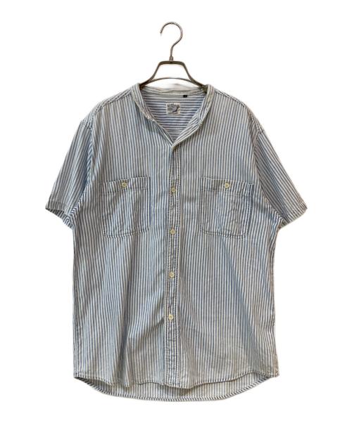 orSlow（オアスロウ）orSlow (オアスロウ) ストライプ バンドカラーシャツ ブルー サイズ:2の古着・服飾アイテム