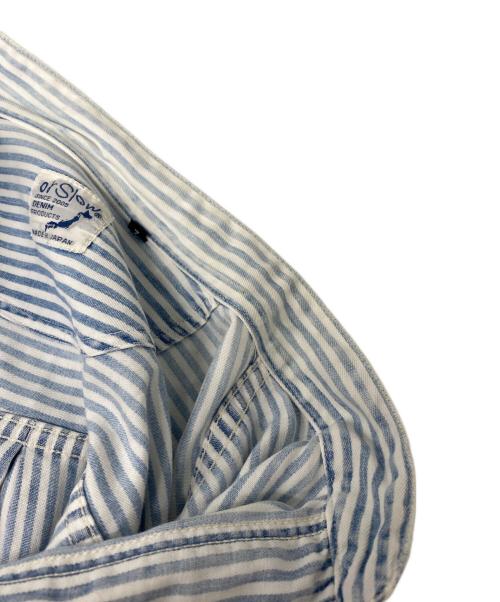 orSlow（オアスロウ）orSlow (オアスロウ) ストライプ バンドカラーシャツ ブルー サイズ:2の古着・服飾アイテム