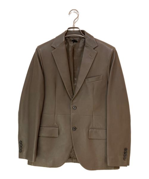 Aquascutum（アクアスキュータム）Aquascutum (アクアスキュータム) エントレフィーノラムレザーテーラードジャケット ベージュ サイズ:34の古着・服飾アイテム