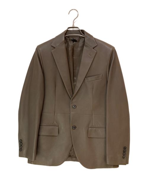 Aquascutum（アクアスキュータム）Aquascutum (アクアスキュータム) エントレフィーノラムレザーテーラードジャケット ベージュ サイズ:34の古着・服飾アイテム